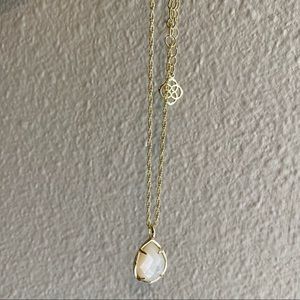 Kendra Scott Kiri Necklace - Gold with White Teardrop Pendant